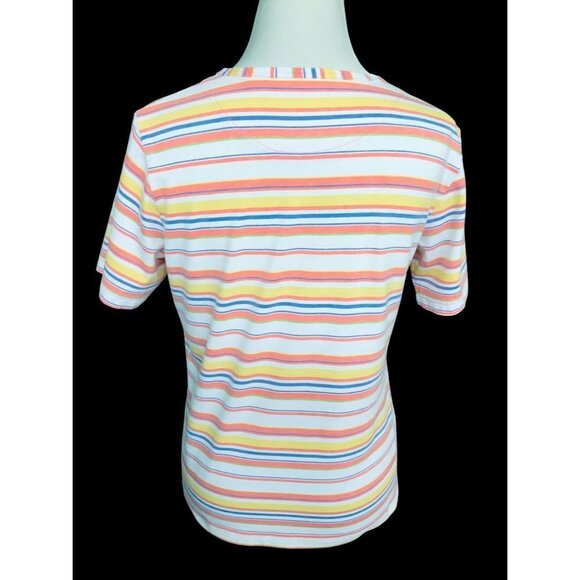 SPECULATION PETITIE LADIES SS COLORFUL STRIPED TEE TSHIRT TOP TUNIC COTTON PL - Picture 6 of 8